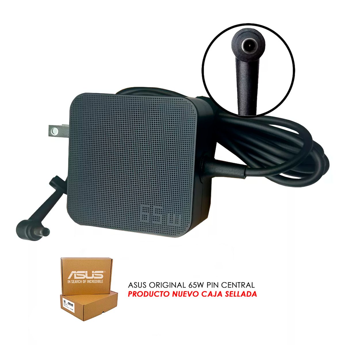 ASUS - Cargador Asus 65w 19v 3-42a Punta Pin Medio  ORIGINAL NUEVO