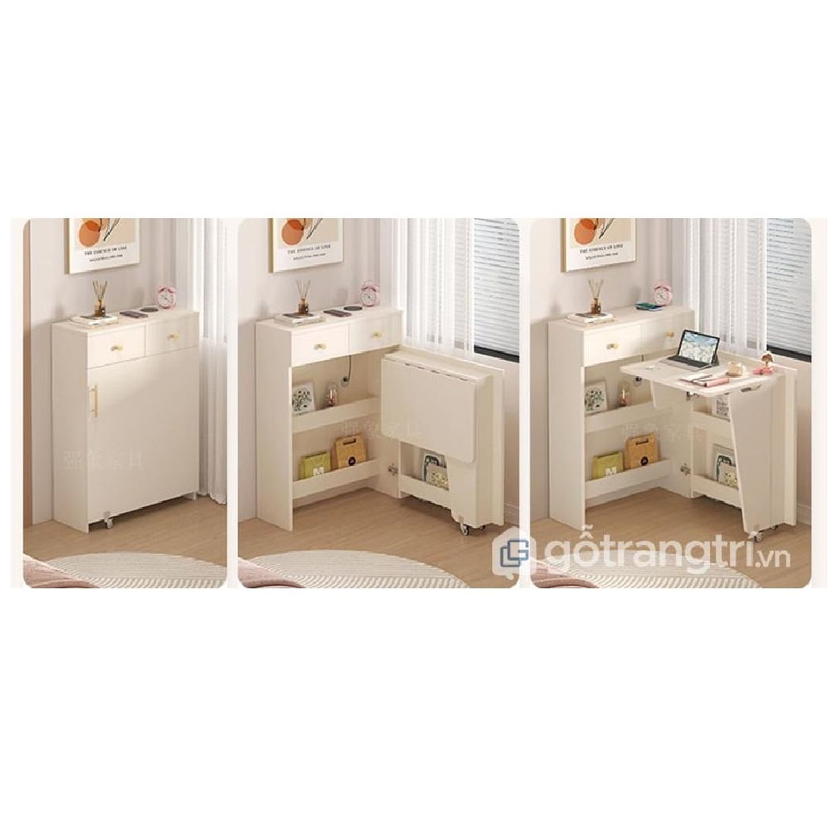 GENERICO - Escritorio Plegable Moderno Sammy Blanco R&R MUEBLES
