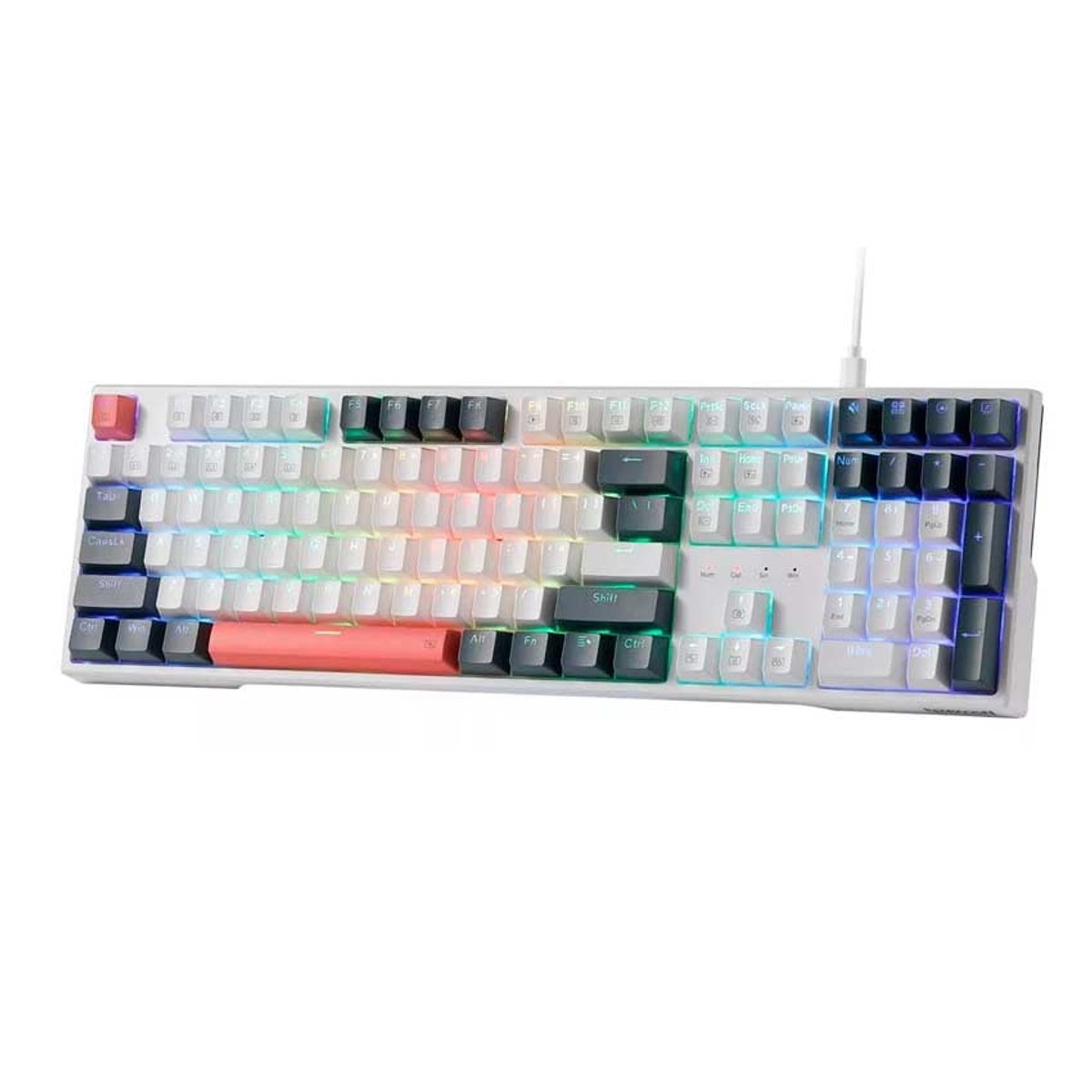 REDRAGON - Teclado Redragon TRUNDLE K668WBO-RGB Mecánico 100% RGB BlancoAzul
