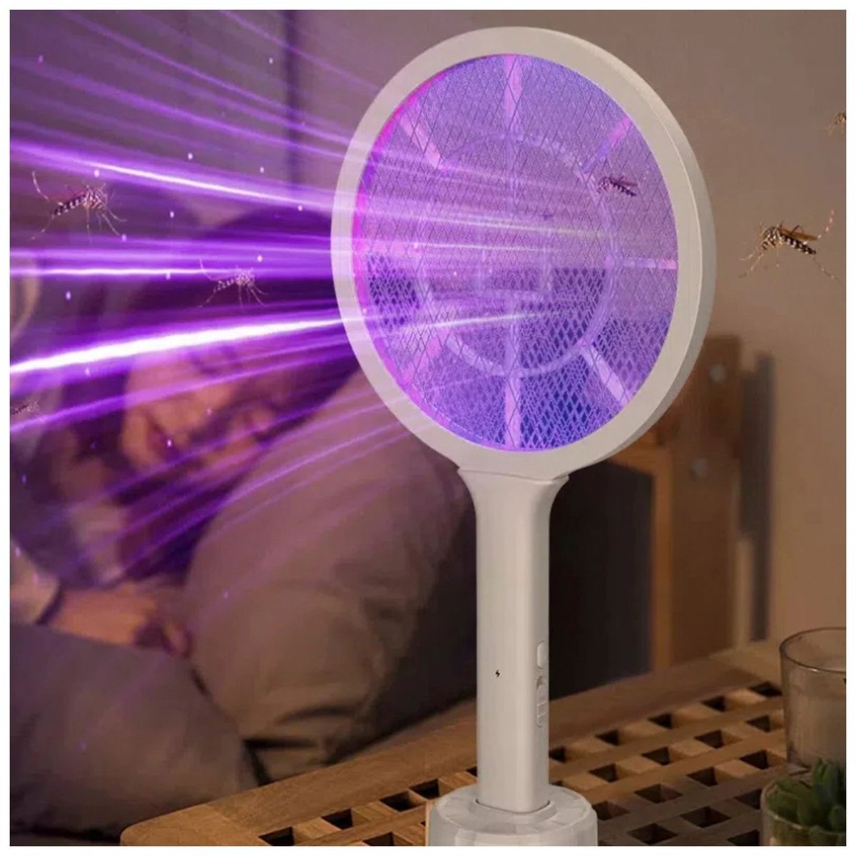 GENERICO - Raqueta Mata Zancudos con Luz UV atrae y elimina insectos-VR