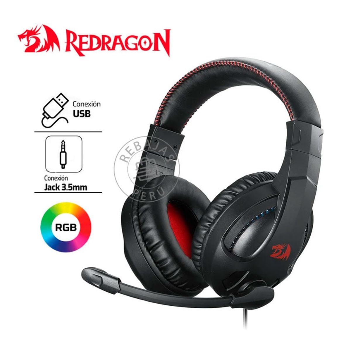 REDRAGON - Auriculares Redragon Cronus H211 RGB Sonido 50mm Mic con Noise