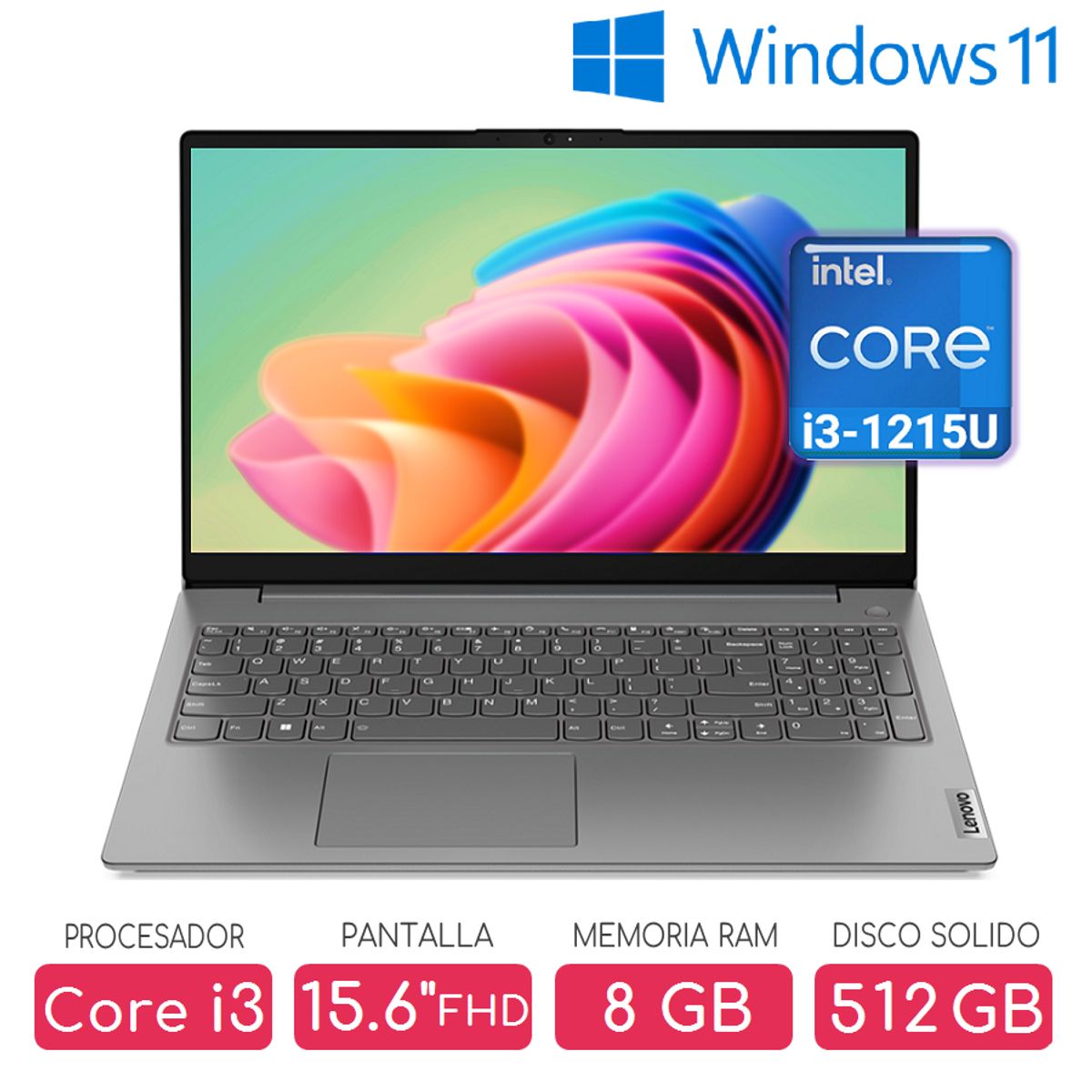 LENOVO - Laptop LENOVO Core i3 12va.Gen. RAM 8gb SSD 512gb Pant 15.6 Windows 11