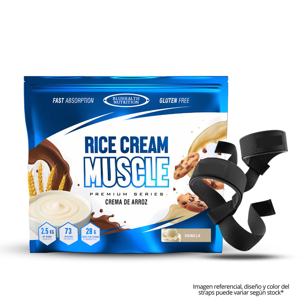 GENERICO - Crema de arroz 2.5 kg Bluhealth Vainilla + Straps