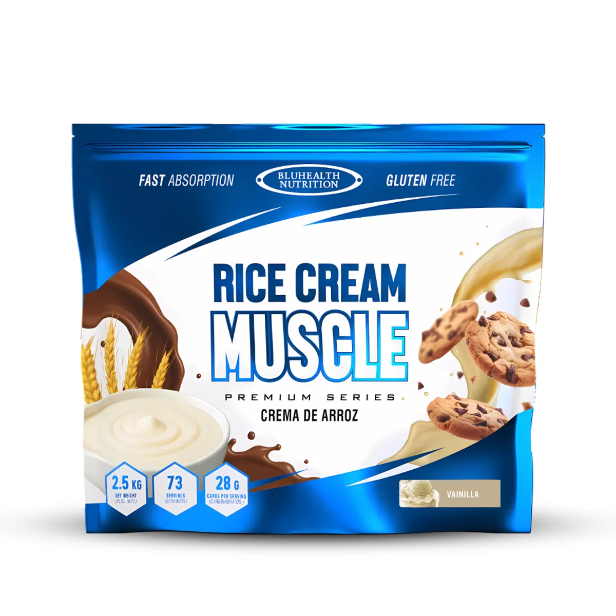 GENERICO - Crema de arroz 2.5 kg Bluhealth Vainilla + Straps