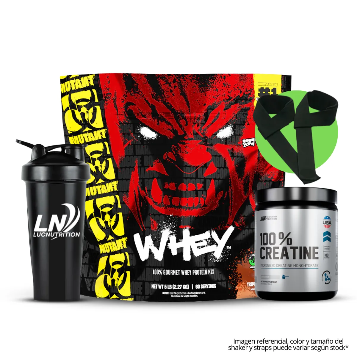 MUTANT - Mutant Whey 5 LB triple chocolate + creatina universe nutrition 250 g + shaker + straps