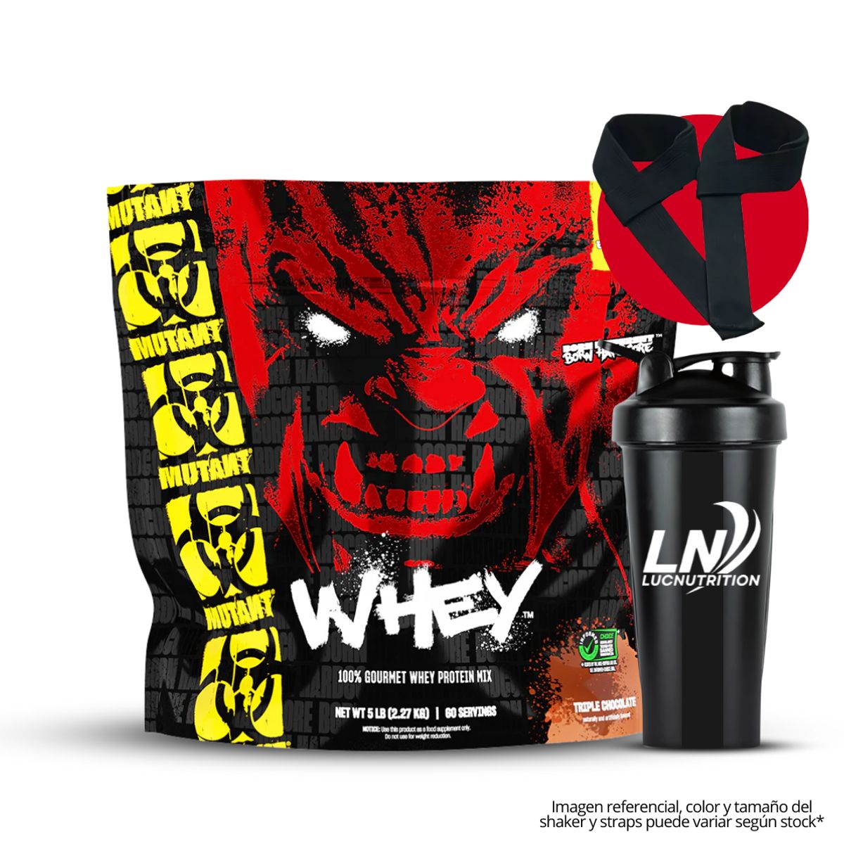 MUTANT - Mutant Whey 5 LB triple chocolate + Shaker + Straps