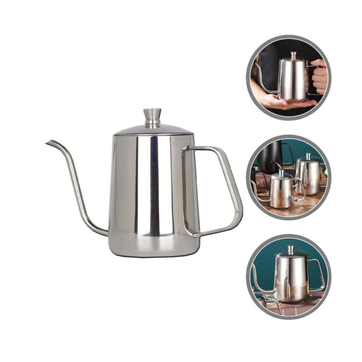 GENERICO - Tetera de acero inoxidable cuello de cisne 350 ml