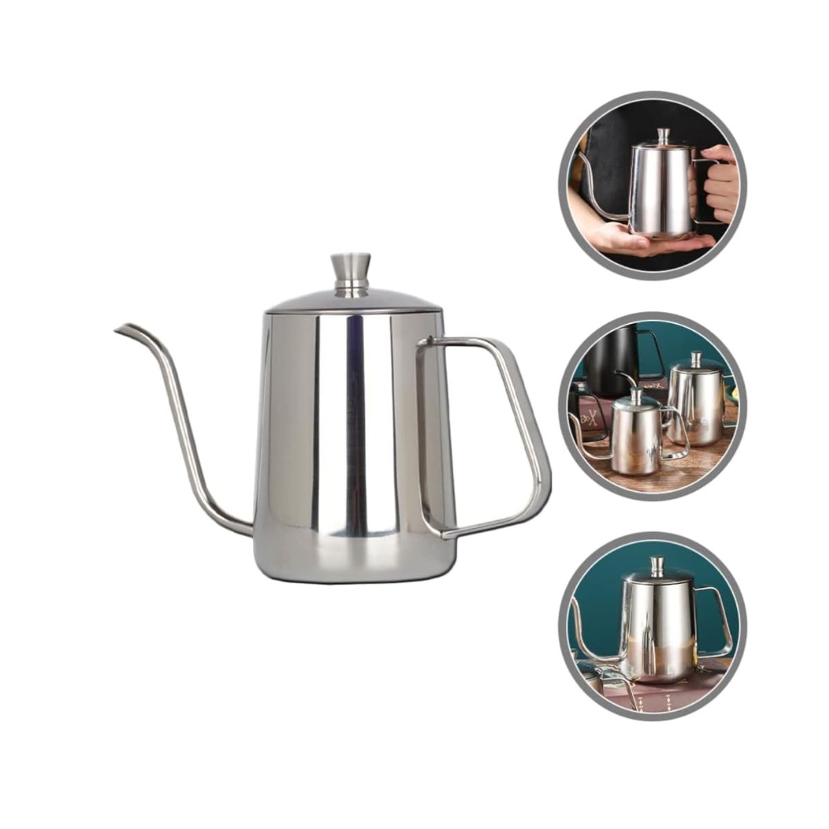 GENERICO - Tetera de acero inoxidable cuello de cisne 350 ml