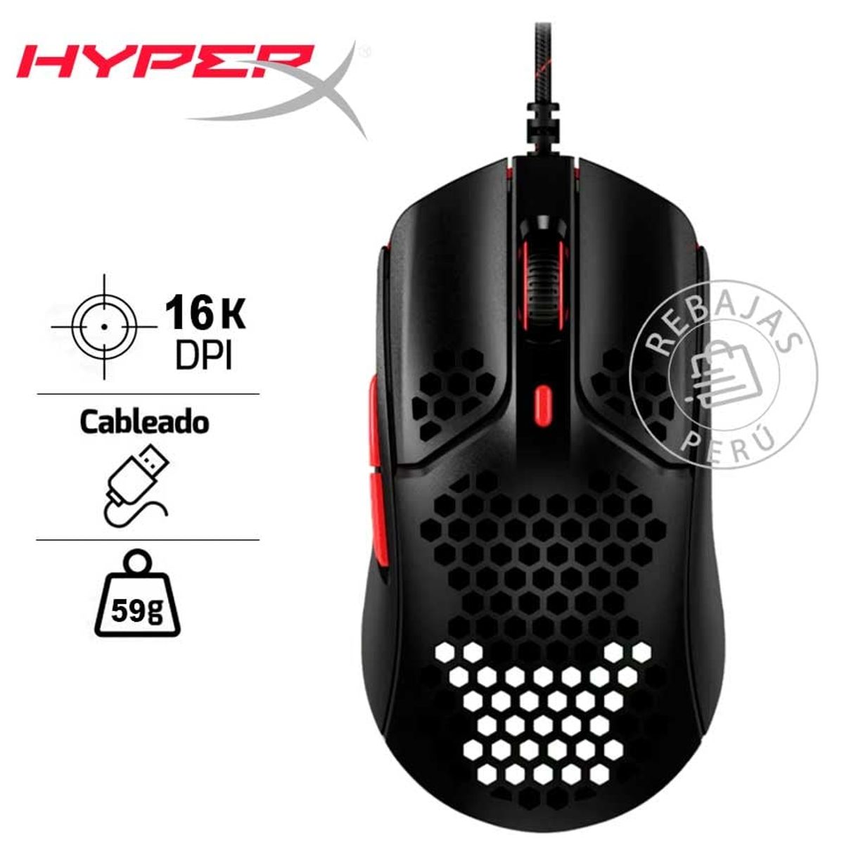 HYPERX - HyperX Pulsefire Haste Gaming Mouse 59g Pixart 3335 6 Botones