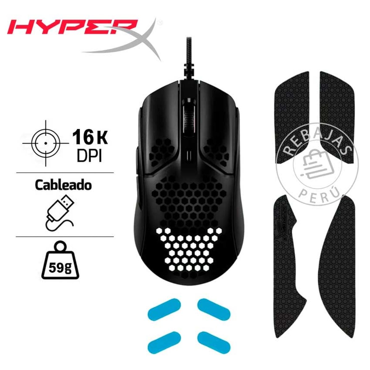 HYPERX - HyperX Pulsefire Haste Mouse 59g 16000 DPI 6 Botones Programables