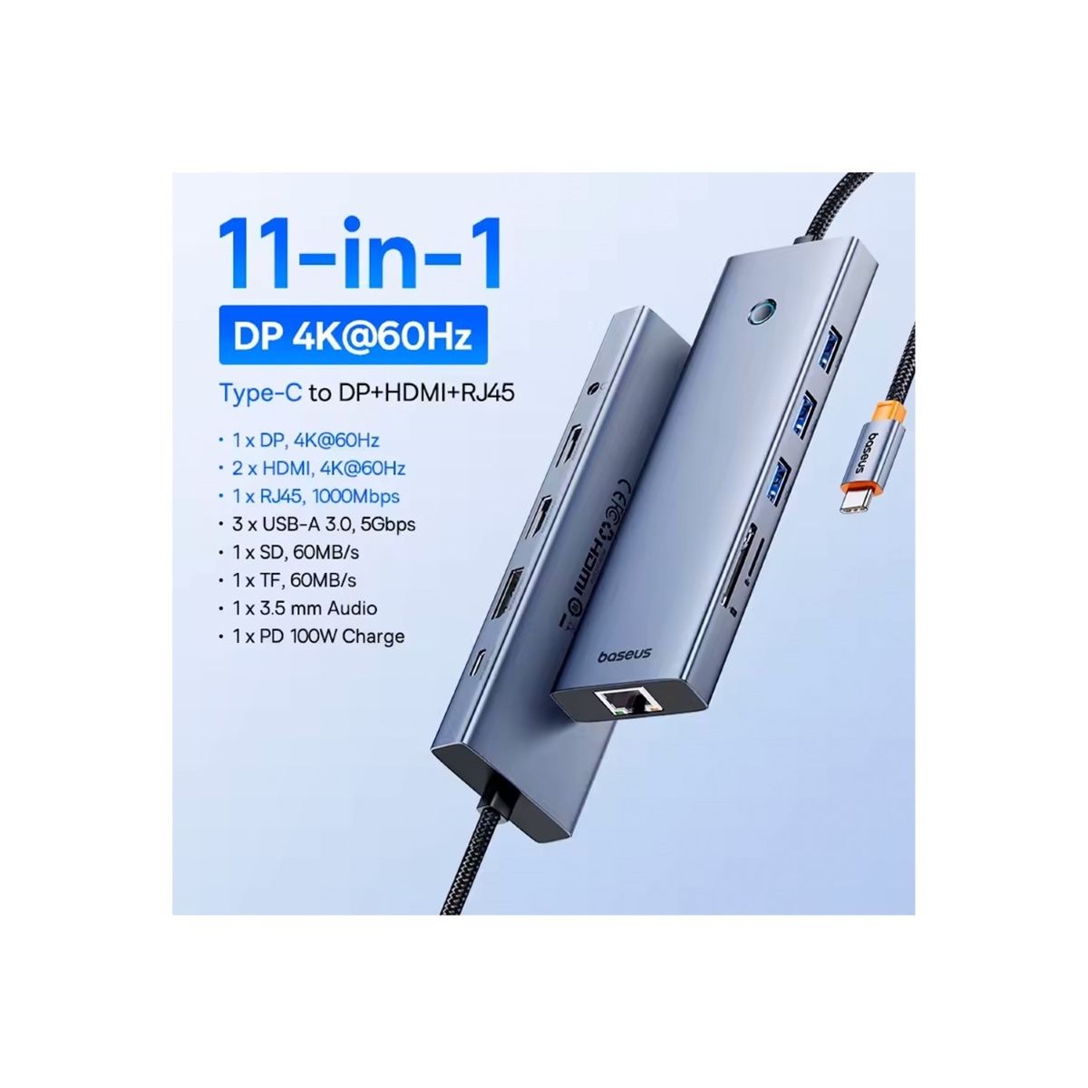 BASEUS - Hub tipo C Docking Station 11 en 1 Clarity Baseus