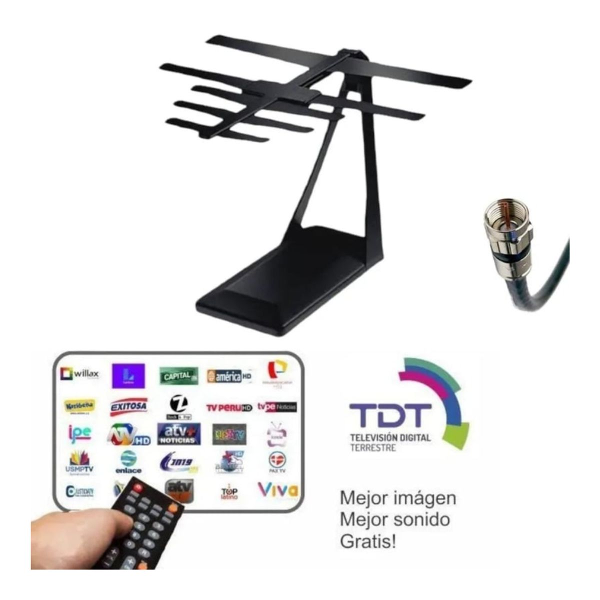 GENERICO - Antena Digital FULL HD Interiores y Exteriores - Largo Alcance