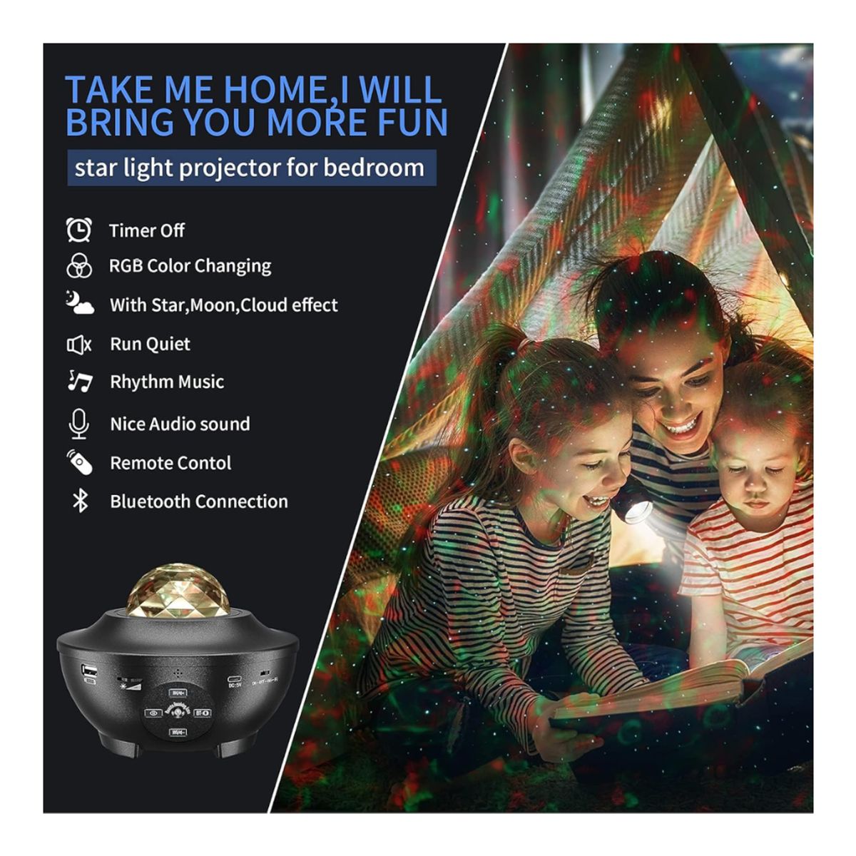 GENERICO - PROYECTOR DE GALAXIA PREMIUM CON PARLANTE