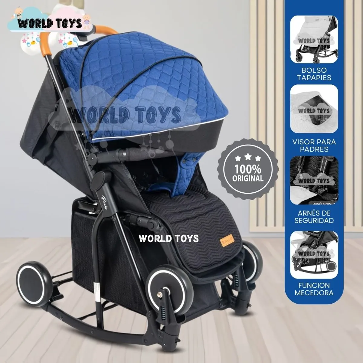 BABY - Coche Mecedora de Lujo «SIDNEY II LITE» Premium Blue