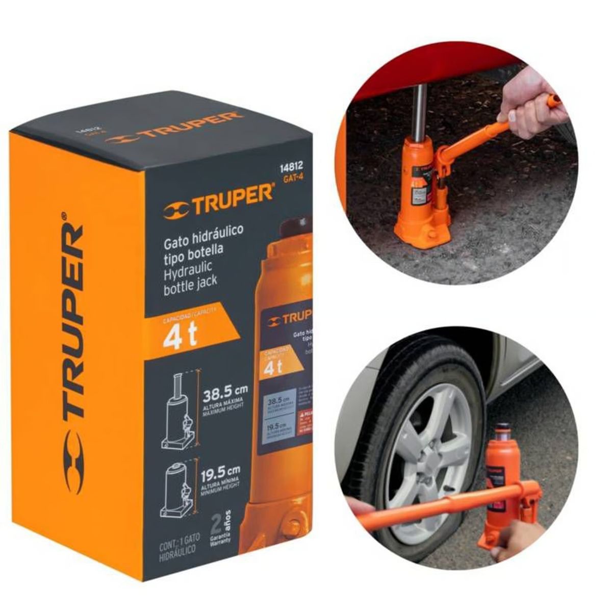 TRUPER - Gata Truper Hidráulica Tipo Botella de 4Toneladas