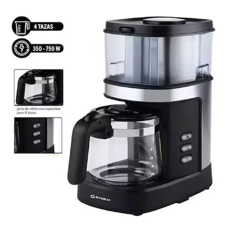 IMACO - CAFETERA CON MOLEDOR DE CAFÉ IMACO ICMG4070 EXPRESSO 750W