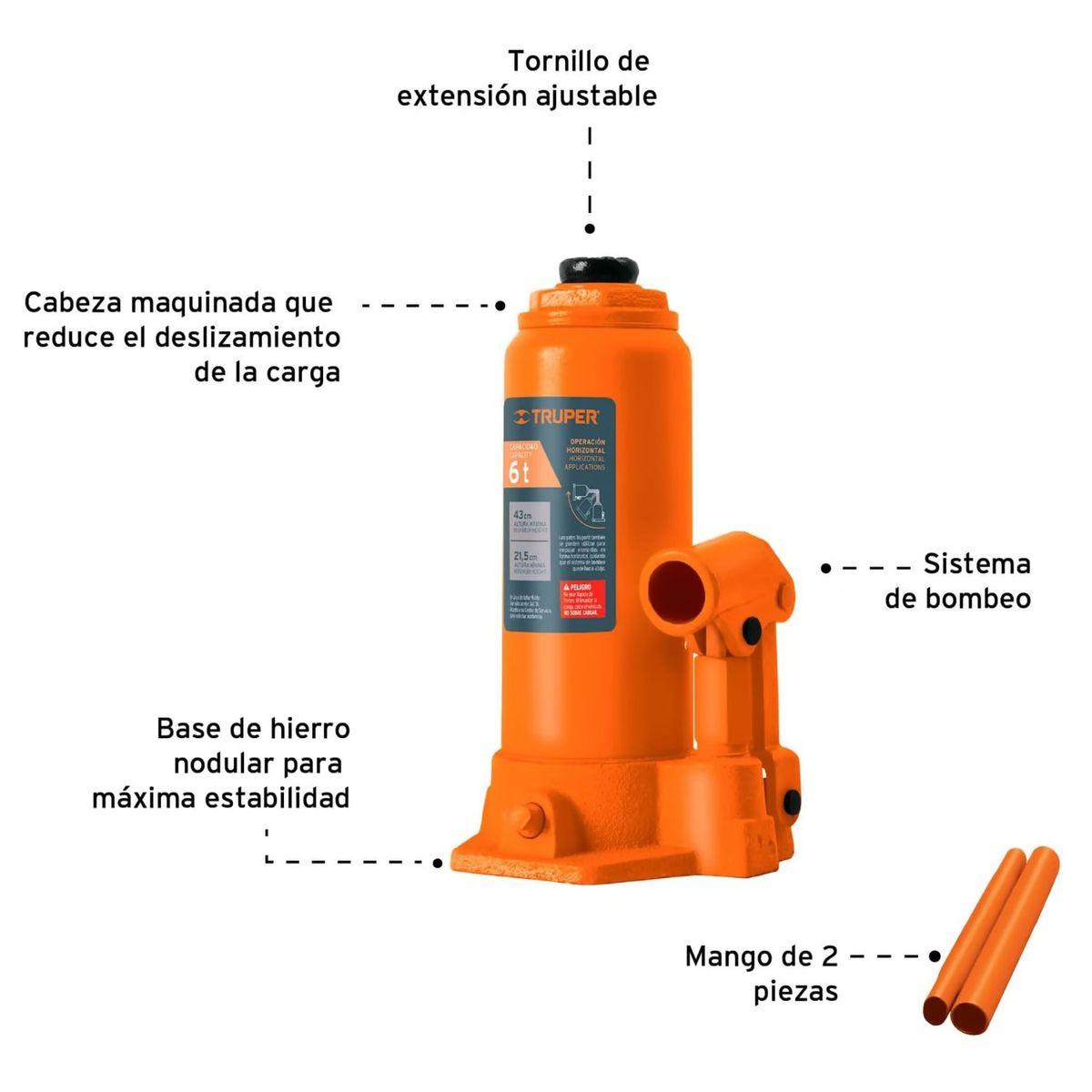TRUPER - Gata Truper Hidráulica Tipo Botella de 6Toneladas