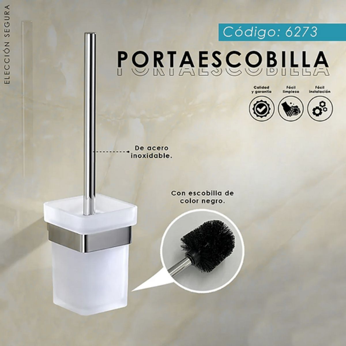 XM - PORTAESCOBILLA DE ACERO CON VIDRIO 6273