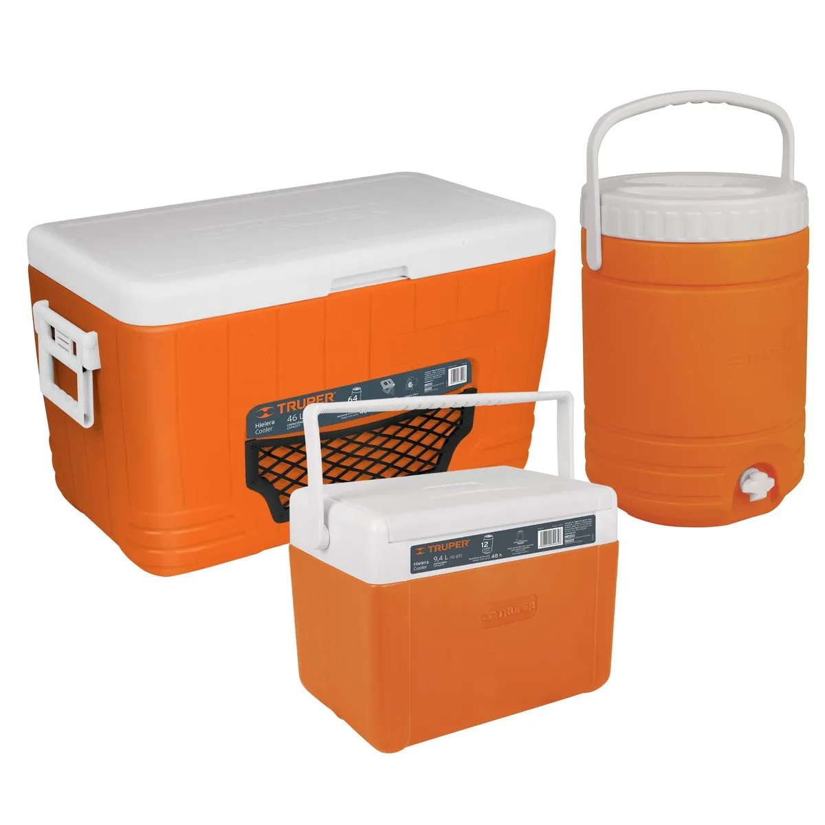 TRUPER - Combo cooler hielera 3 piezas uso rudo, Truper