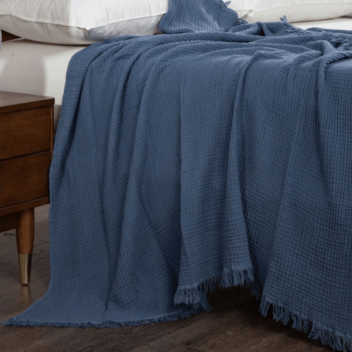 CLAUDIA RIVA HOME - Manta Muselina Waffle Azul