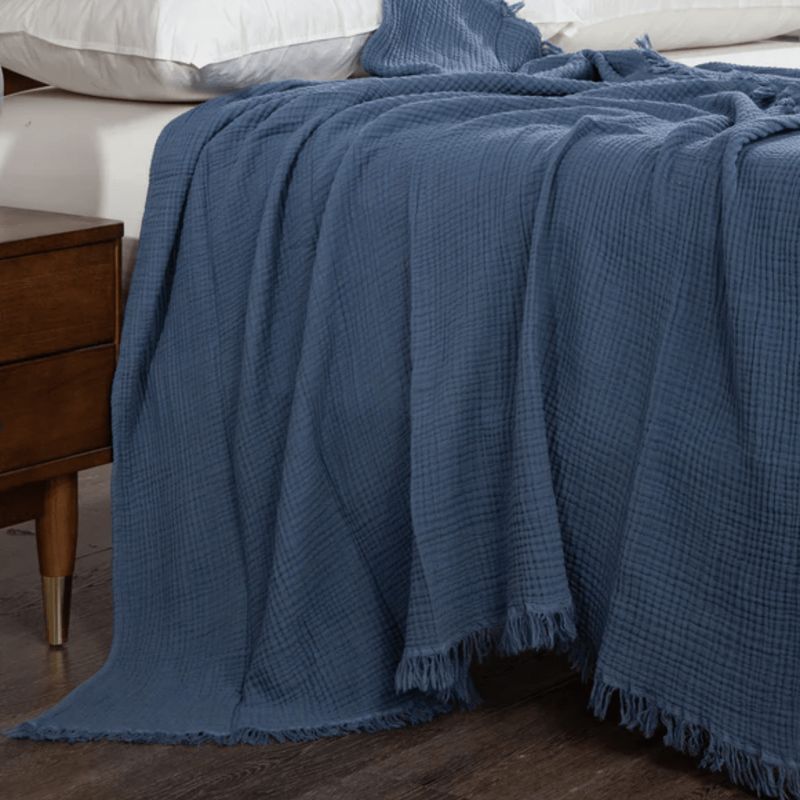 CLAUDIA RIVA HOME - Manta Muselina Waffle Azul