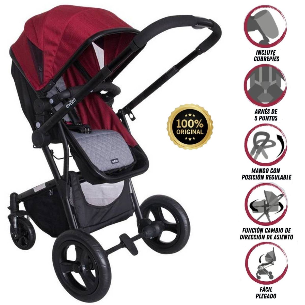 EVEZO - Coche de Paseo «STROLLER FAZIO» Edición Limitada Red