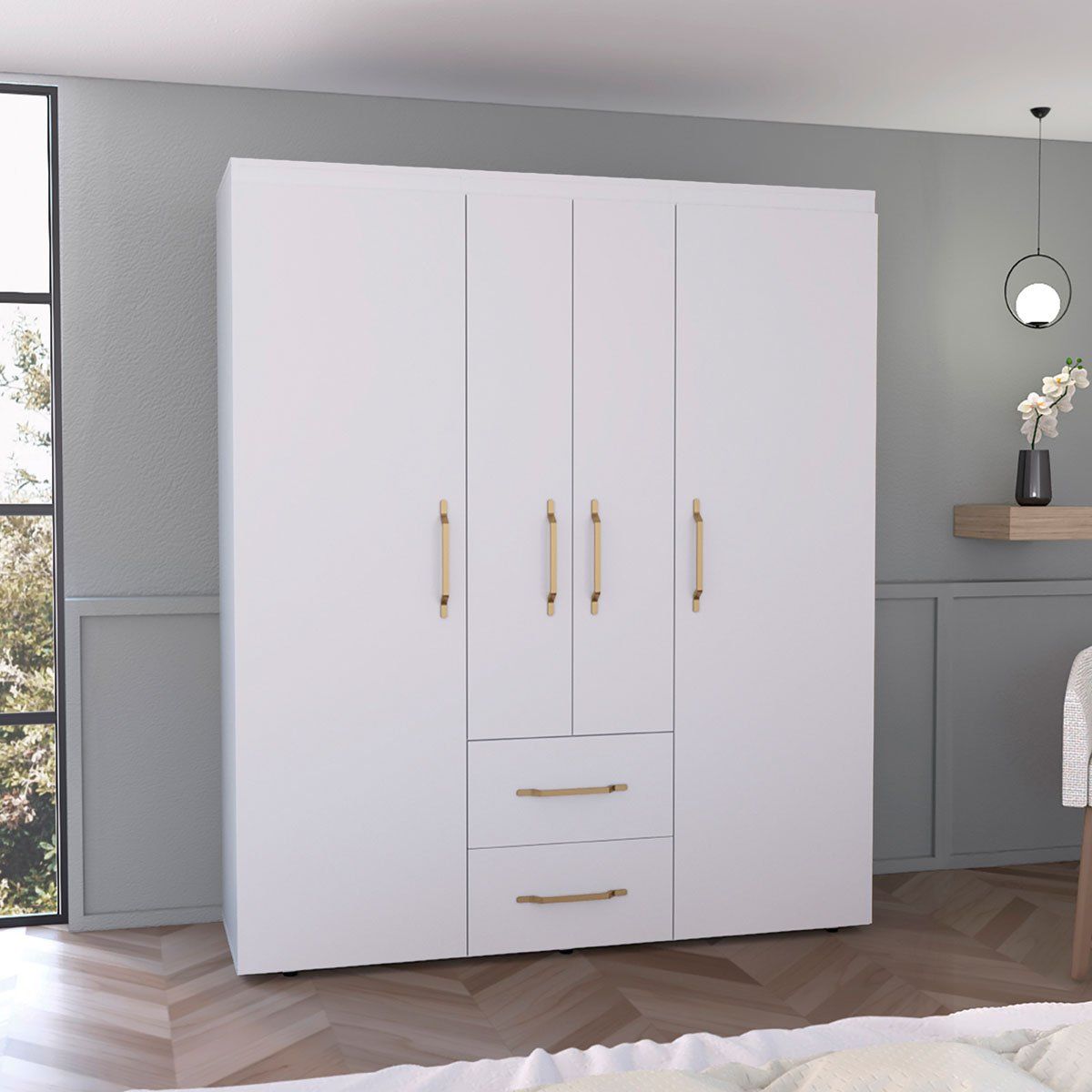 GENERICO - Closet Eros Golden Eco  Blanco  - Envío Armado y Melamina 18mm