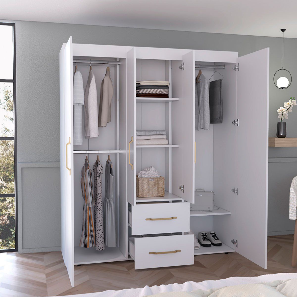 GENERICO - Closet Eros Golden Eco  Blanco  - Envío Armado y Melamina 18mm