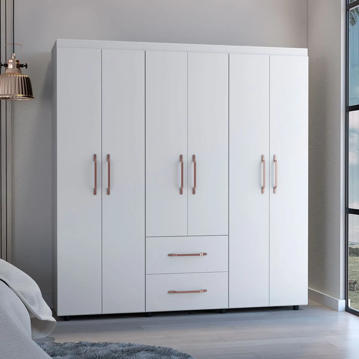 GENERICO - Closet Eros Golden   Blanco  - Envío Armado y Melamina 18mm