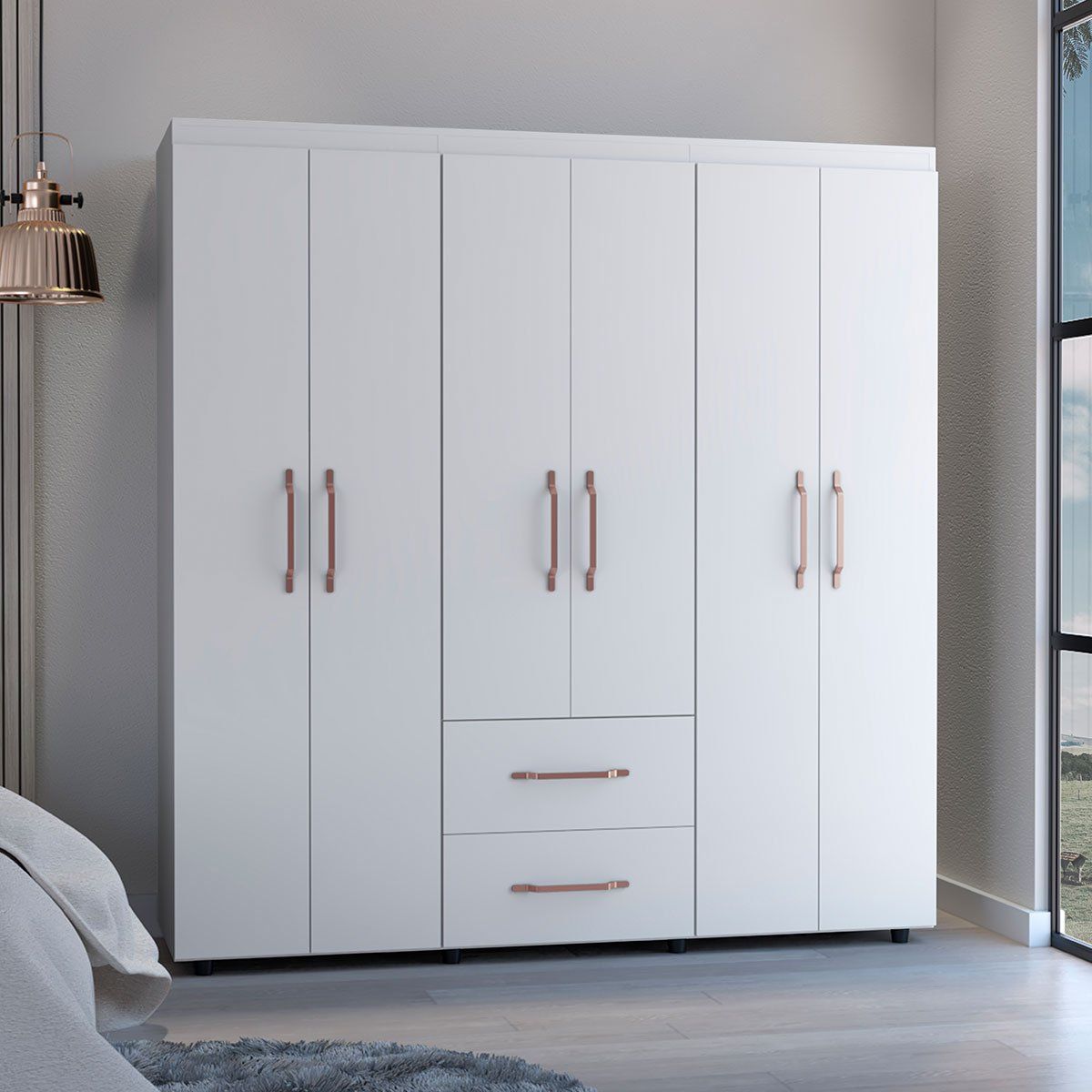 GENERICO - Closet Eros Golden   Blanco  - Envío Armado y Melamina 18mm