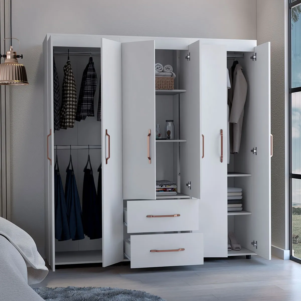 GENERICO - Closet Eros Golden   Blanco  - Envío Armado y Melamina 18mm