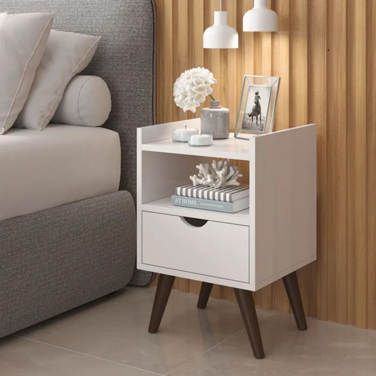 R&R MUEBLES - Velador Moderno Nadeshiko Blanco R&R MUEBLES