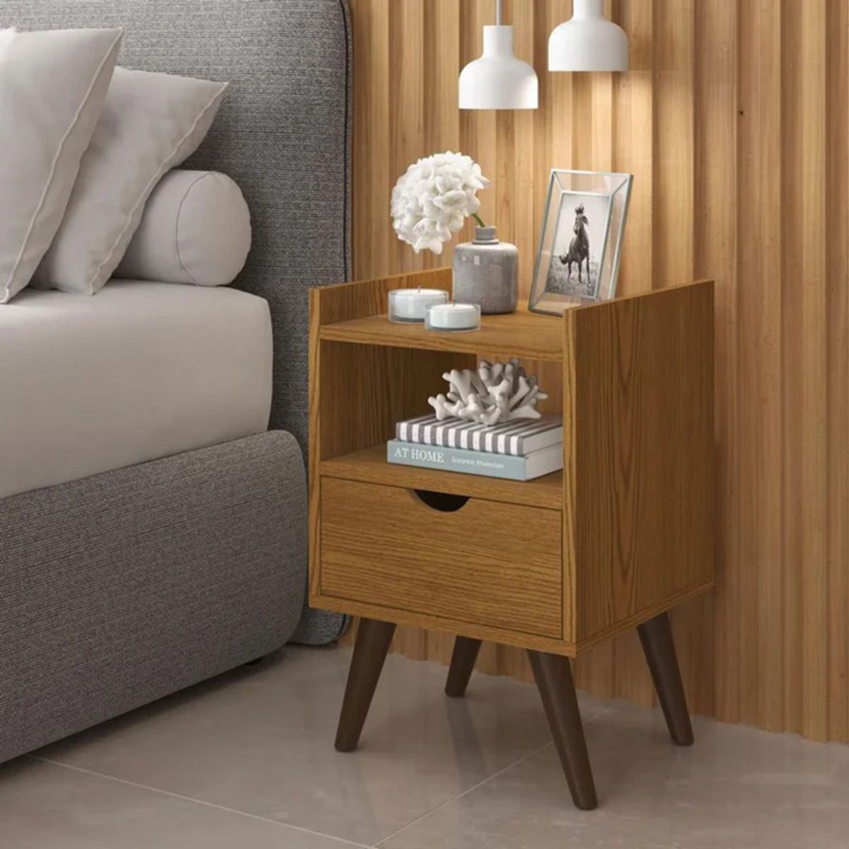 R&R MUEBLES - Velador Moderno Nadeshiko Marrón R&R MUEBLES