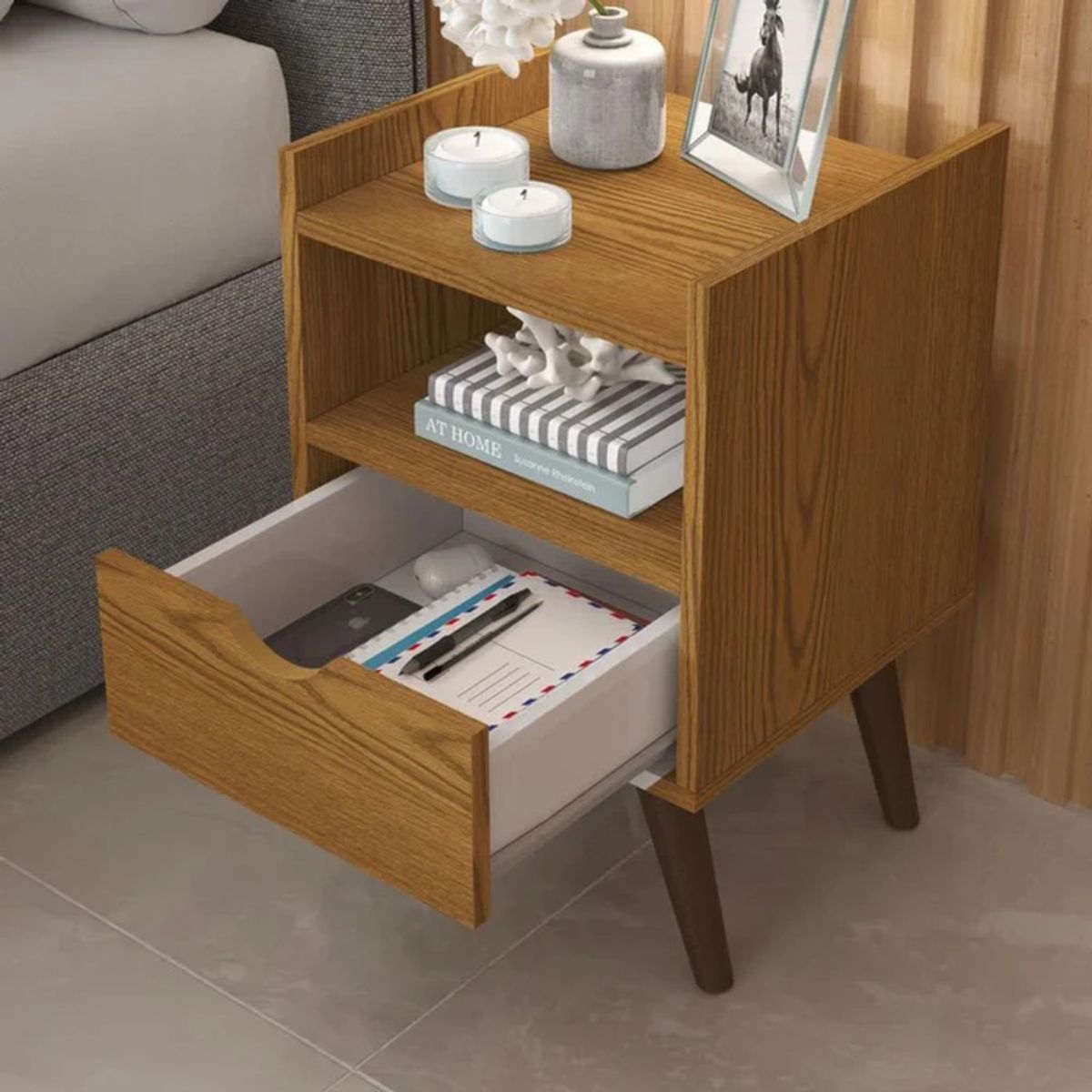 R&R MUEBLES - Velador Moderno Nadeshiko Marrón R&R MUEBLES