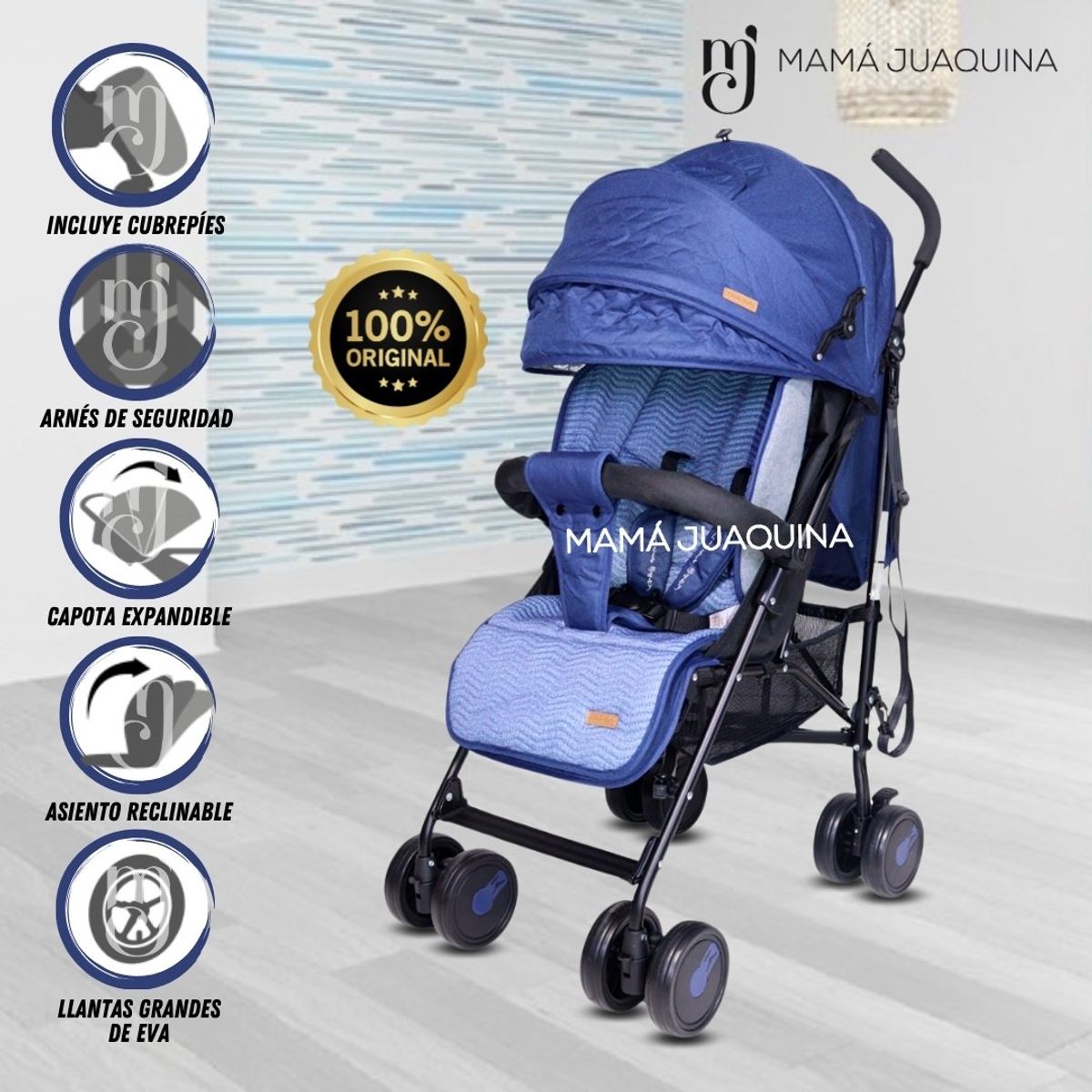 BABY - Coche Bastón de Lujo «NEWBURN» Blue