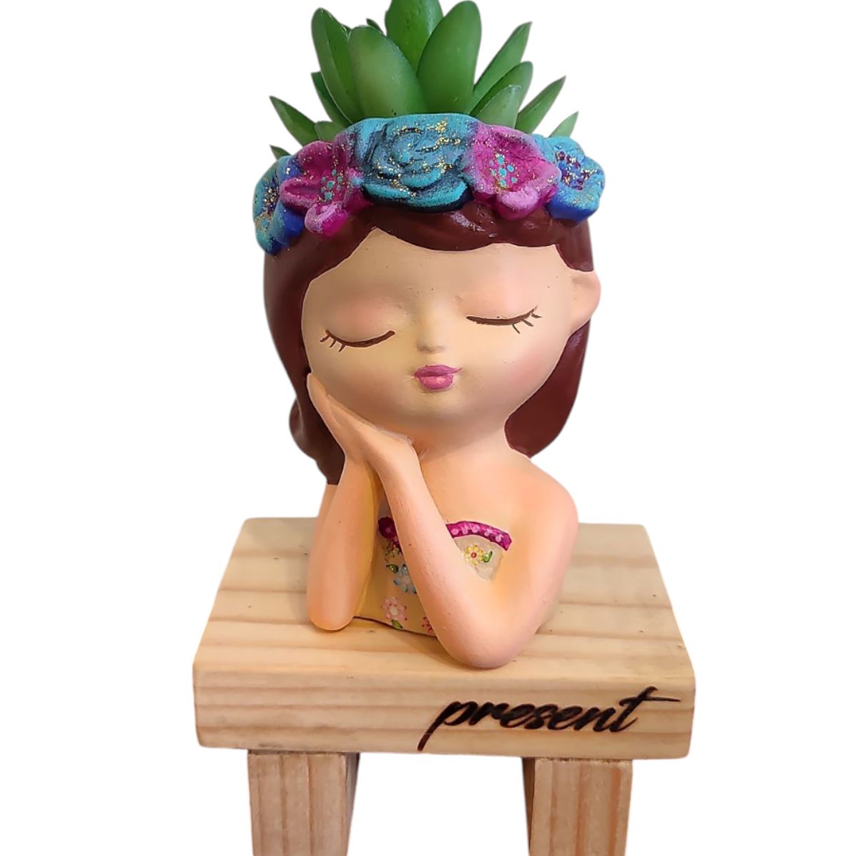 GENERICO - Maceta Macetero Mini Soñadora Pintada a Mano Present