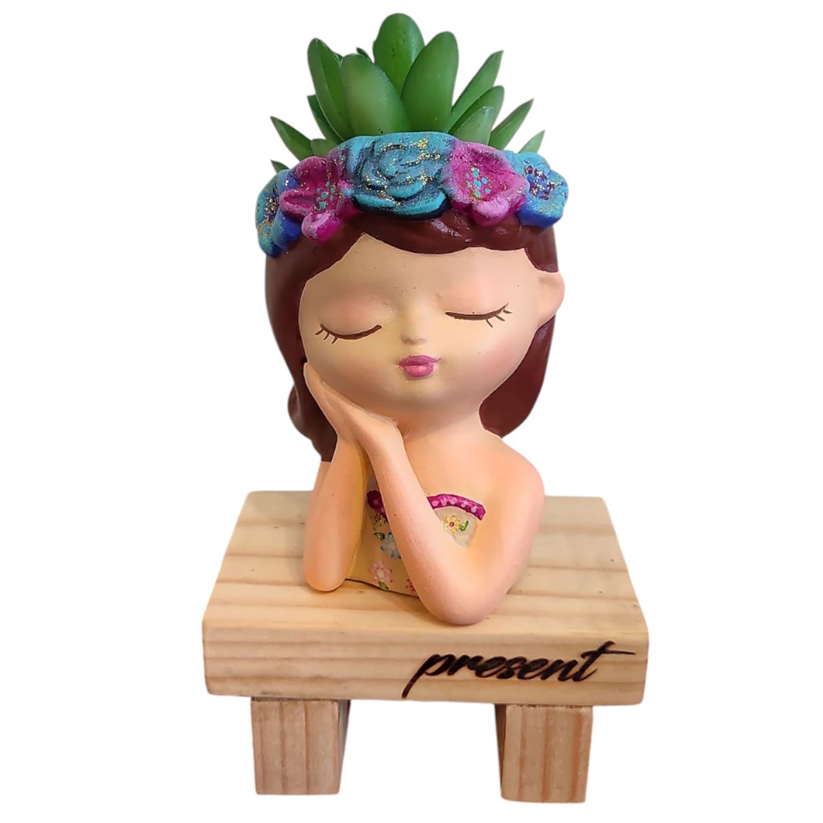 GENERICO - Maceta Macetero Mini Soñadora Pintada a Mano Present