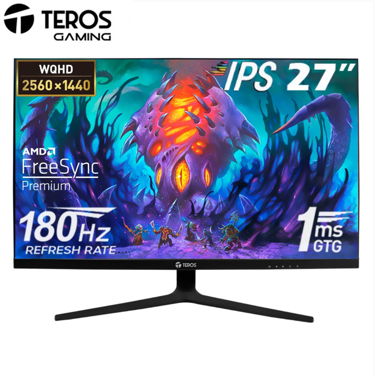 TEROS GAMING - Monitor gaming TEROS TE-2769G, 27" QHD IPS flat, 180 Hz, 1ms, HDMI, DP