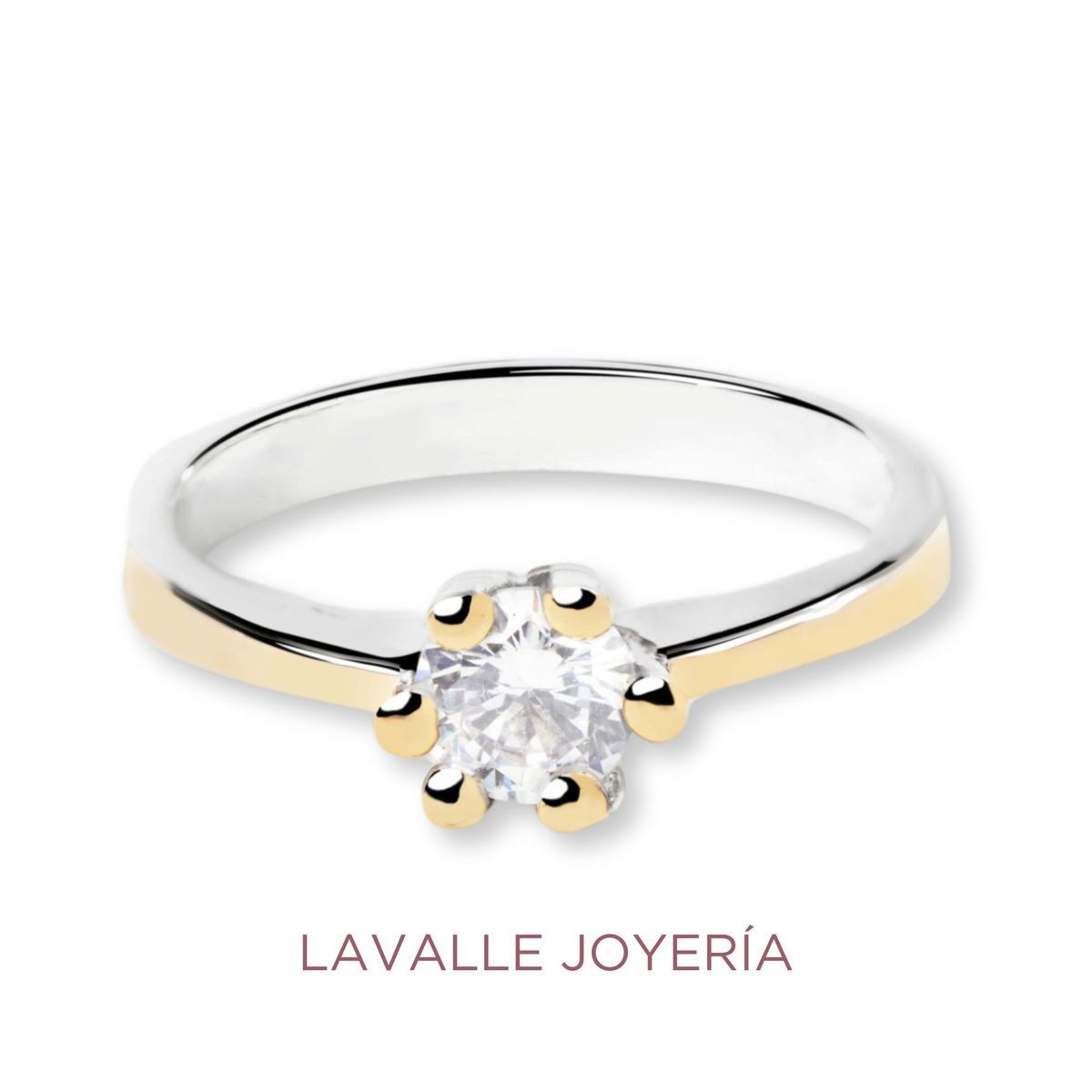 OEM - Anillo Plata con Oro 18k Princesa Lavalle Joyeria