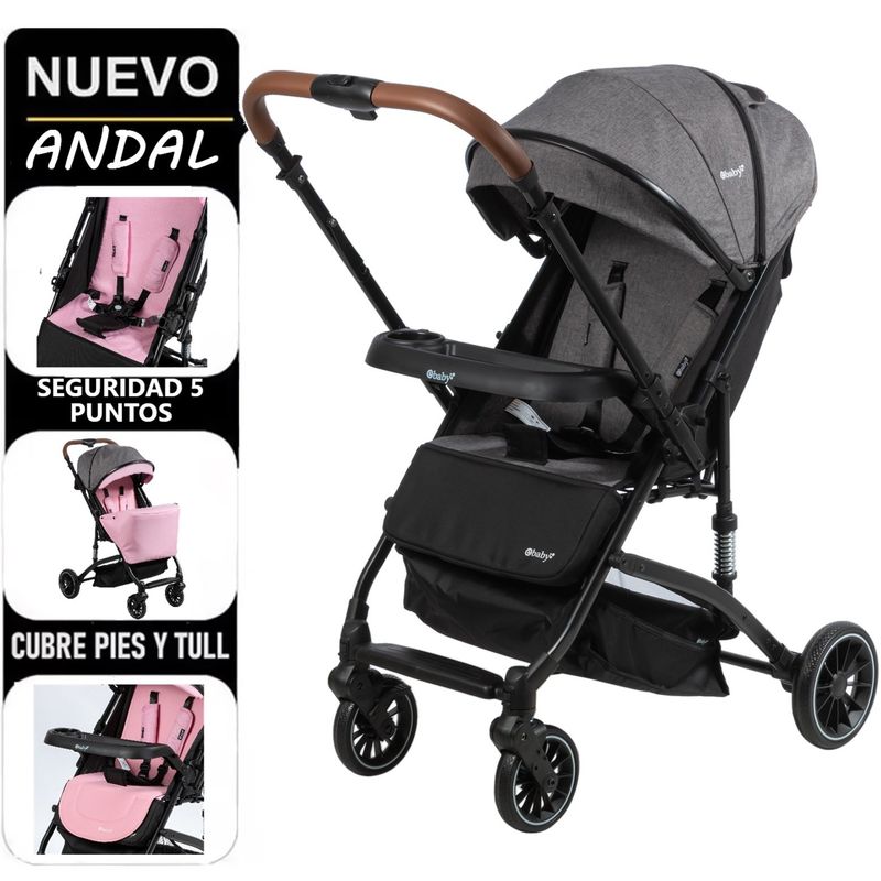 EBABY - Coche de Paseo Andal Ebaby 173 con Mango Reversible Gris