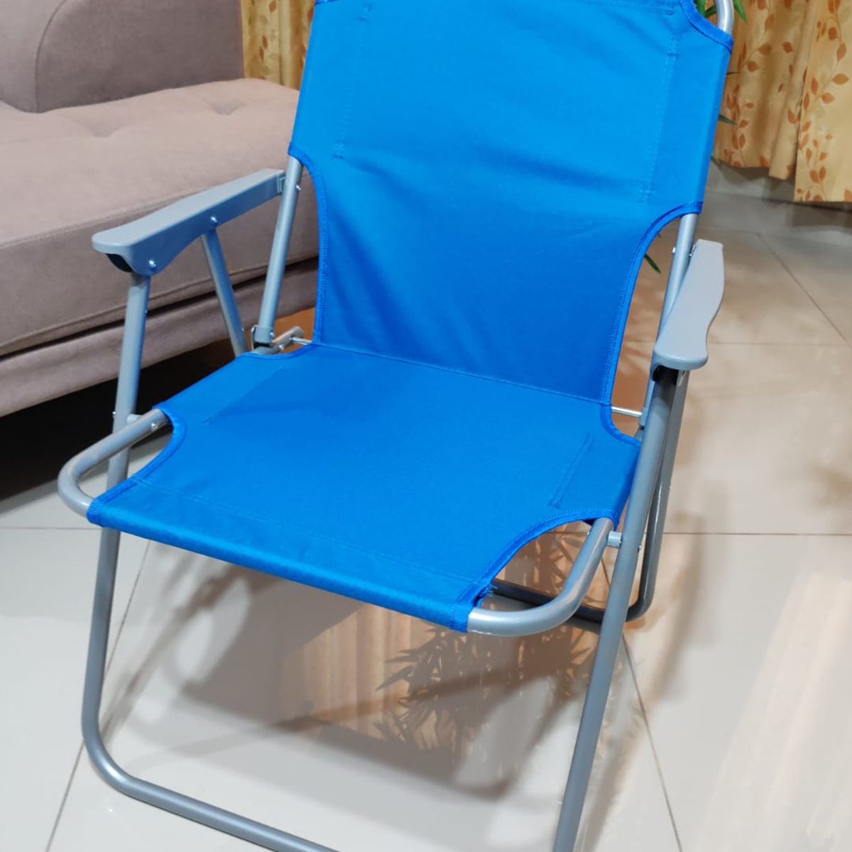 GENERICO - SILLA PLEGABLE PLAYERA TERRAZA PARA EL AIRE LIBRE CAMPING CELESTE