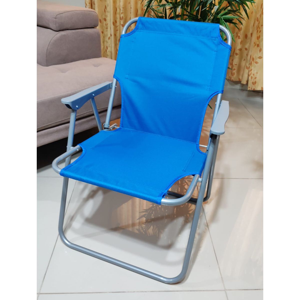 GENERICO - SILLA PLEGABLE PLAYERA TERRAZA PARA EL AIRE LIBRE CAMPING CELESTE