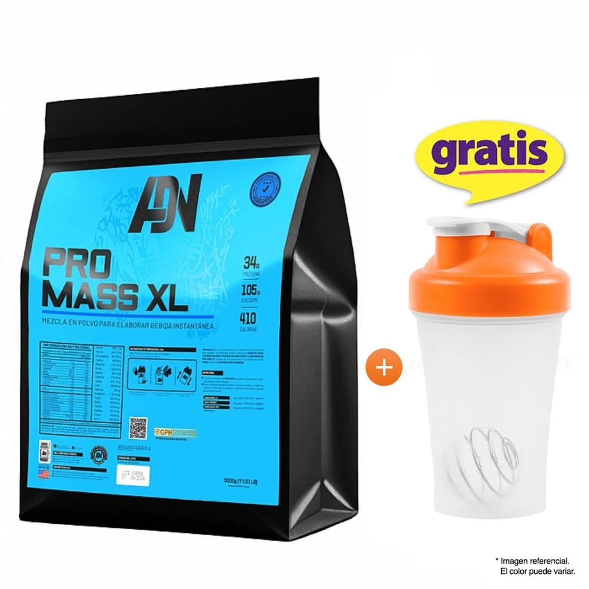 ADN - PRO MASS XL PROTEÍNA 5 KG CHOCOLATE + SHAKER