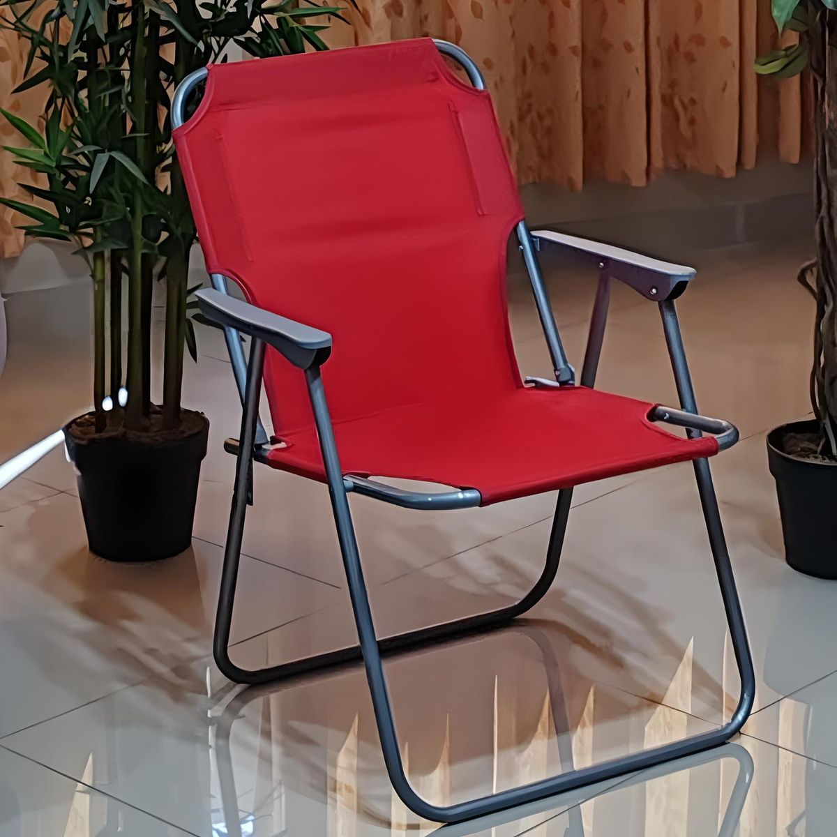 GENERICO - SILLA PLEGABLE PLAYERA TERRAZA PARA EL AIRE LIBRE CAMPING ROJO