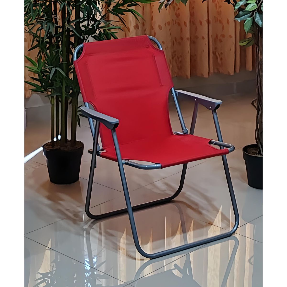 GENERICO - SILLA PLEGABLE PLAYERA TERRAZA PARA EL AIRE LIBRE CAMPING ROJO