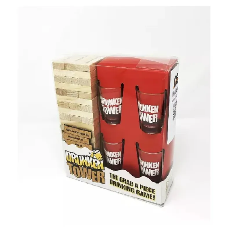 GENERICO - Juego Drunken Tower Jenga De Madera Con 4 Shots