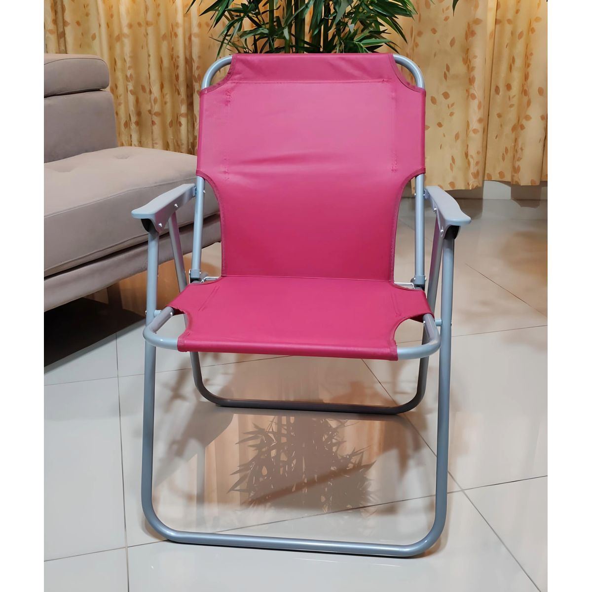 GENERICO - SILLA PLEGABLE PLAYERA TERRAZA PARA EL AIRE LIBRE CAMPING FUCSIA