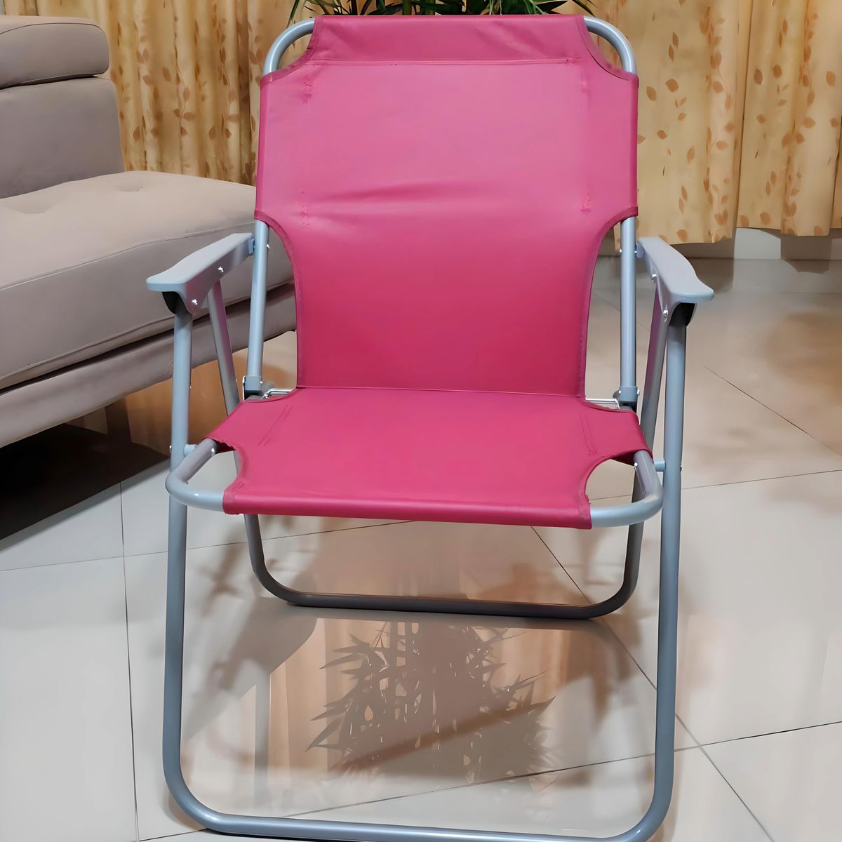 GENERICO - SILLA PLEGABLE PLAYERA TERRAZA PARA EL AIRE LIBRE CAMPING FUCSIA