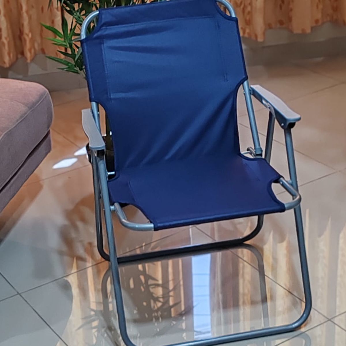 GENERICO - SILLA PLEGABLE PLAYERA TERRAZA PARA EL AIRE LIBRE CAMPING AZUL ACERO