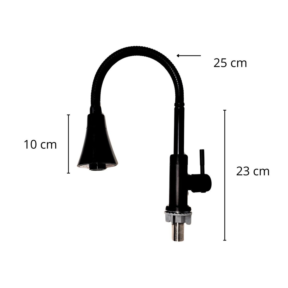 VALMAX - Llave caño flexible para mueble color negro Valmax